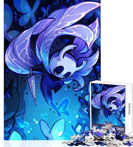 Hollow Knight mit Schmetterlingen Puzzles für Erwachsene 1000 Puzzles Kognitives Spielvergnügen Lückenlose Passform Beruhigende mentale Auszeit Aktivität (38x26cm)