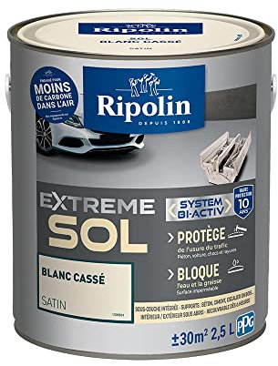 RIPOLIN - Peinture Sol Intérieur & Extérieur Extrême - Haute Résistance - Blanc Cassé - 2,5 Litres