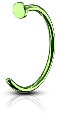 Paula & Fritz® Nose Hoop Ring Nasen-Piercing Nasenpiercing-s Nose für Nasenfluegel als Nasenschmuck Nasenstecker Nostril auch für Augenbraue, Lippe Edelstahl 316L grün Dicke: 1mm, Länge: 10mm