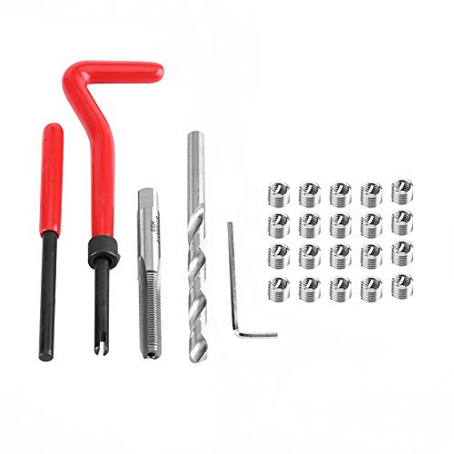 Coffret de M6 25pcs Outils de Réparation de Filetage Filets Rapportés Hélicoil 1x8mm Outil à Main pour Réparation Filetage Cassé Usé