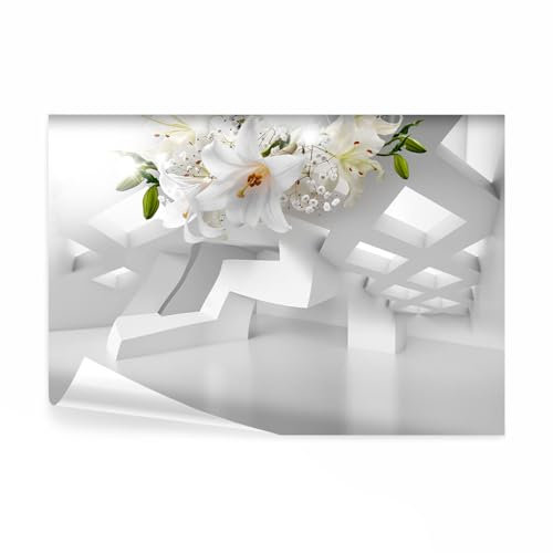 decomonkey Fototapete selbstklebend Blumen Lilien Abstrakt 392x280 cm XL Selbstklebende Tapeten Wand Fototapeten Tapete Wandtapete klebend Klebefolie 3d Effekt Architektur Modern