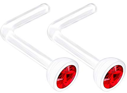 KJM FASHION 2 STK Durchsichtig Bioflex Piercing Nase Ring 0.8 mm 20g 5mm 2.5mm Light Siam Kristallkugel Ohrringe Piercing Schmuck 1915
