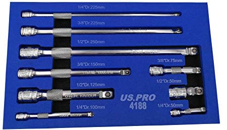US PRO Tools 9pc Wobble Bar Extension Set 1/4 3/8 1/2 Dr 4188