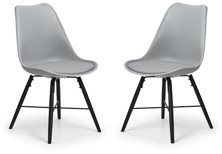 Julian Bowen Kari Dining Chairs, Set of 2, Grey - H83 x W48 x D54cm | Industrial Style Kitchen Chairs for Dining Room, Kitchen Seat