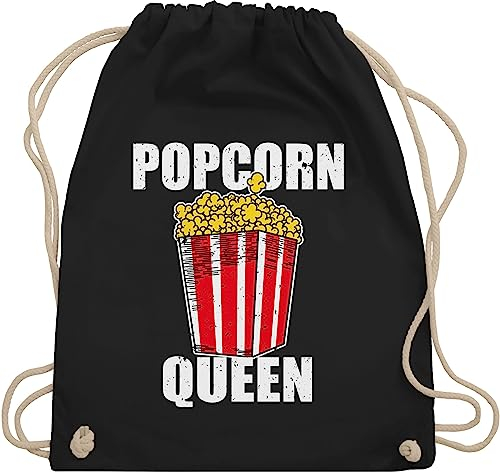 Turnbeutel Rucksack - Karneval & Fasching - Taschen - Popcorn Queen I Knallmais I Puffmais I Popcorn Liebhaber I Pop Corn - Unisize - Schwarz - tasche karnevalsbeutel faschings popkorn beutel