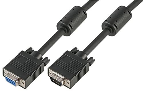 Pro Signal PSG90723 Câble de moniteur SVGA HD15 mâle vers femelle, toutes les broches connectées, 10 m, noir