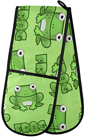 ZZXXB Lovely Frog Double Oven Mitt Heat Resistant Non-Slip Kitchen Gloves Extra Long 7 x 35 for Cooking Baking Barbecue Grilling