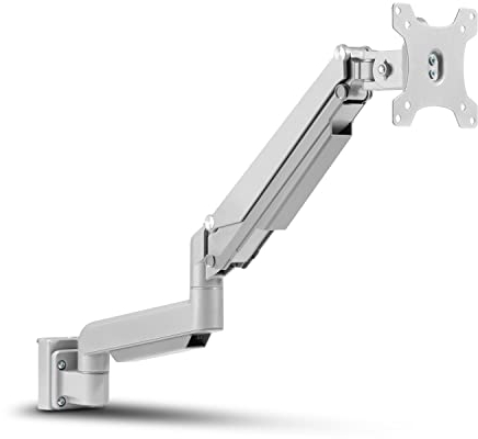 InLine Slatwall – Lifter Monitor Halterung, Wandhalterung für das Slatwall System, Wand- oder Tischmontage, mit Arm, Schreibtisch Mount für 17-32 Bildschirm, VESA 75/100mm Silbergrau, 23183C