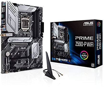 ASUS Prime Z590-P WiFi LGA 1200 (Intel 11th/10th Gen) ATX Scheda madre (PCIe 4.0, 10+1 Power Stages 3X M.2 WiFi 6, 2.5Gb LAN, pannello frontale USB 3.2 Gen 2 USB Type-C, Thunderbolt 4 Support Aura