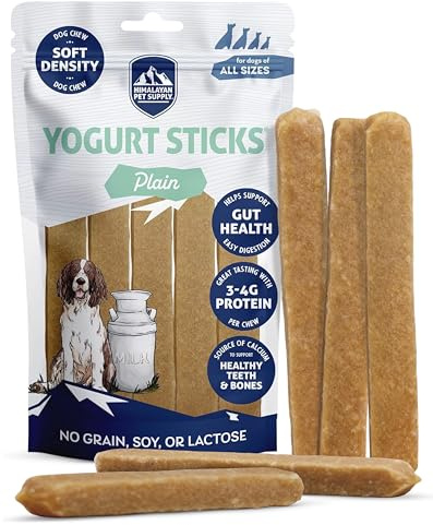 Himalayan Dog Chew Yogurt Sticks, Plain Flavored, Dog Treats With Prebiotics, Probiotics & Protein, Digestive Support, Lactose & Gluten Free, Natural Dog Treat for All Breeds, Made in America, 5 Count