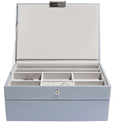 Stackers Dusky Blue Classic Jewellery Box, Set of 2