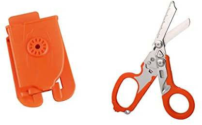 MCDSAJ 6 fonctions Raptor Ciseaux d'intervention d'urgence, pince multifonction pliante, ciseaux utilitaires, coupe-sangle avec fente pour carte tactique, Orange