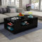 Senvoziii Couchtisch Wohnzimmertisch mit Regal Hochglanz Modern Beistelltisch Kaffeetisch mit 2 Schubladen 95 x 55 x 37cm (Schwarz)