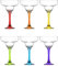 LAV Colorful Margarita Glasses Set of 6 - Classic Cocktail Glasses 10.25 oz - Multi Colored, Clear Stems - Daiquiri, Paloma Cocktail Drinking Glasses for Frozen Drinks, Mocktails - Housewarming Gifts