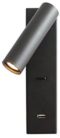sxysxysxy Lampe de Chevet avec Interrupteur 3W LED Lampe de Lecture avec Port de Charge USB 4000K Applique Tournant et pivotant Liseuse Murale Aluminium Chambre à Coucher Bureau Le Salon,Noir