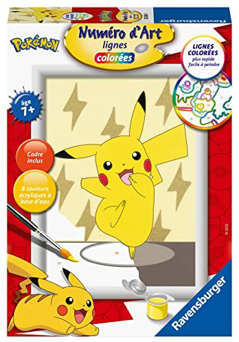 Ravensburger – Numéro d’Art Format 13x18cm – Pikachu – Loisir créatif – Kit de Peinture par numéros – Activité détente et créative – Dès 7 Ans – 20240