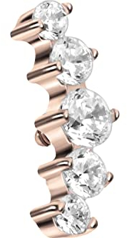PIERCINGLINE Titan Schraubaufsatz mit Außengewinde 0,9 mm 5 EINGEFASSTE KRISTALLE Piercing Aufsatz Ersatz Farbauswahl