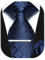 Enlision Herren Krawatten und Einstecktuch krawattenklammer Set Marine Karierte Krawatte Taschentuch Krawattennadel Für Männer Business Hochzeit,Marine,Einheitsgröße