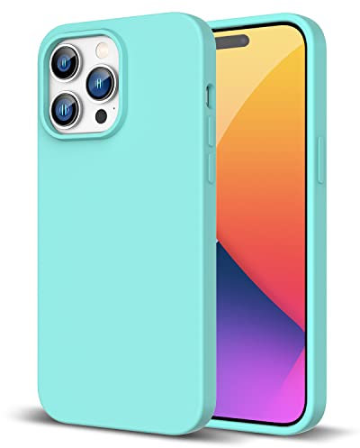 ZUSLAB Real Silicone Case Compatible with Apple iPhone 14 Pro Custodia Silicone Nano, Cover Sottile in Gomma Gel Morbida - Menta