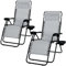 Casaria 2X Chaises Longues de Jardin inclinables Chaise Pliable avec Porte-gobelet Appui-tête Fauteuil Relax Transat Jardin Gris