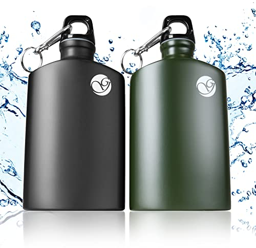 Ganzoo Trink-Flasche Outdoor aus Aluminium 0,5 Liter, Travel Bottle mit Karabiner, auslaufsicher und schadstofffrei