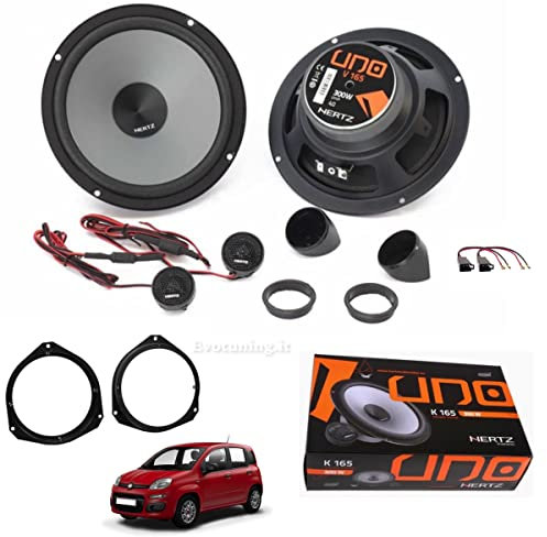 Kit Casse Altoparlanti Hertz K165 Anteriori compatibile con Fiat Panda 312 dal 2012 + 1 Cp Anelli Adattatori + 1 Cp Cavi Adattatori