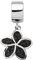 DUR Einzel Charm-Anhänger Plumeria Blüte für Damen aus 925er Sterling-Silber mit Lavasand in der Farbe Silber und Schwarz, Maße: 1,7x1,15 cm, F322