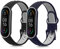 kwmobile 2X Cinturino TPU Silicone Fibbia Compatibile con Xiaomi Mi Smart Band 6 / Mi Band 6 / Band 5 Cinturino - Cinturini 14-22 cm