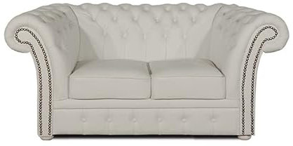 Chesterfield Sessel Winfield Basic Leder | Weiß | 2 bis 4 Wochen Lieferzeit (Weiß, 2-Sitzer)