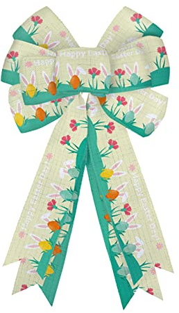 Osterdeko Blumen Kränze Türkranz Wandkranz Tür Ostern Schleife Kranz Osterhase Kranz Schleife Ostern Dekoration Frühling Sackleinen Schleife Für Haustür Willkommens Kranz Deko zum Aufhängen Türkranz