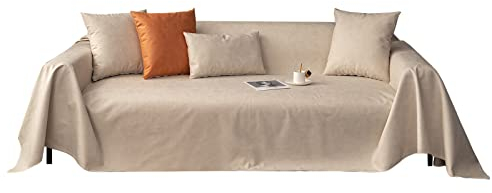 VanderHOME Sofa überzug Möbel Abdeckung für Verschütten Sofabezug Wasserabweisend Antirutsch Sofa Abdeckung Stretch Sofa Protector Sofaüberwurf Schutz vor Haustier Katze Hunde210*400cm-Beige