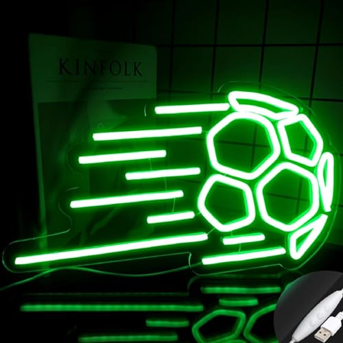 RAINDEE Football Lover Neon Sign, Soccer Sport Neon Light Sign Led Decorations Light Up Signs, Football Club Lights, Game Room Wall Art Decorations Christmas Birthday Gifts