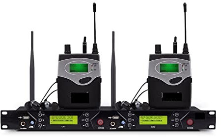 EYESLA Wireless In Ear Monitor System Professional Stage Performance In-Ear Monitoring Systems with Two Bodypack Receiver