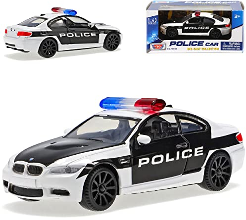 Motormax B*M*W 3er M3 E92 Coupe Weiss Schwarz Police Polizei 2005-2013 1/43 Modell Auto