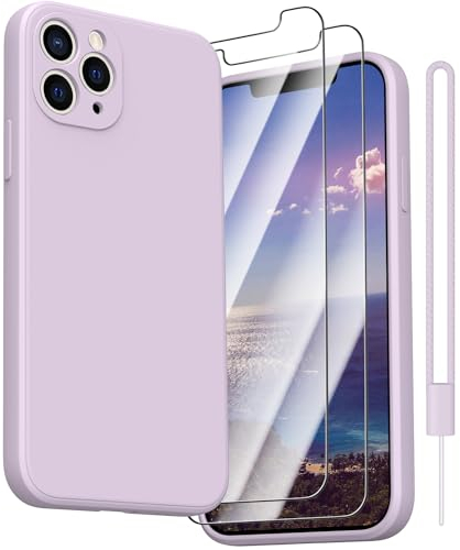 Kukiwhy für iPhone 11 Pro Hülle mit 2 Stück Panzerfolie, Handyhülle iPhone 11 Pro Ultra Dünn Slim mit Microfiber, Kratzfeste Rundumschutz Schutzhülle Case für iPhone 11 Pro-Lila