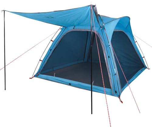 vidaXL Campingzelt, Kuppelzelt für 4 Personen Quick Release Wasserdicht, Outdoor Zelt mit Insektenschutz, Trekkingzelt Leicht Tragbar, Blau