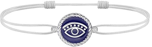 J.Endéar Fußkettchen Damen Böses Auge Silber 925 Wasserdicht Marineblau Surfer Fußkettchen Schnur Grau Fußkette Mädchen Frauen Maritim Strand Schmuck Schutz Amulett Geschenk