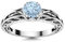 MOONEYE 0,75 ctw runde Form Aquamarin Edelstein 925 Sterling Silber Keltischer Design Solitär Damen Ring Sterlingsilber, 61