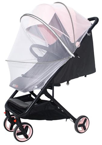 Liemuao Zanzariera Passeggino per Esterni, Durevole Zanzariera Letto Ombrello con Cerniera Portatile Zanzariera Universale per Culla Confortevole Traspirante (Grigio)