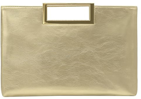 Milisente Women's Leather Clutch Bag Wedding Envelope Evening Bags For Formal Party With Handle(Gold)
