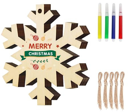 36 Stück Schneeflocken Holzanhänger Basteln Weihnachten Kinder mit Juteseil & Marker,DIY Weihnachten Deko Holz zum Bemalen Weihnachtsbaumschmuck Bastelset Weihnachtsbasteln kinder Weihnachtsdeko