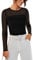 GRACE KARIN Women See Through Sleeves Mesh Tops Crew Neck Long Sleeves Ruched Shirt Top Going Out Black L