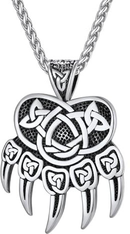 Supcare Ketten für Herren Jungen Keltischer Bärenklauen Anhänger Halskette Wikinger Schmuck für Männer Bear Claw Halskette Edelstahl Kettenanhänger Nordic Amulett Glücksbringer Modeschmuck für Freund