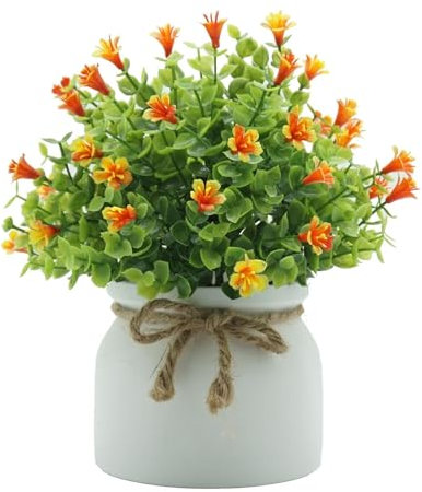 Mkiujhn Plantas Artificiales en Maceta,Planta pequeña Artificial,Elegantes Plantas de Flores Artificiales con Maceta | Decoraciones de Escritorio para Interiores y Exteriores, Plantas de imitación