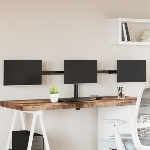ShGaxin 358003 Dreifach-Monitorhalterung, Stahl, schwarz, VESA 75/100 mm, Halterung für Computer-Bildschirm, Schreibtisch, Schreibtischzubehör, Monitorständer