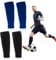 Football Sock Sleeves for Men - 2 Pairs of Sock Sleeve Football for Adults, Pre Cut Football Socks, Footless Football Socks, Fit Perfectly Over Shin Pads (Blue & Black)