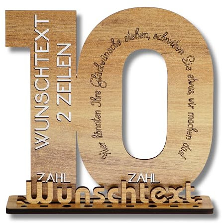 DARO Design - Gästebuch Holz-Schild Geschenk zum 10. Geburtstag Männer Frauen, individualisierbar, mit Wunschtext personalisierbar, Geldgeschenke mit Jahreszahl Deko Hochzeitsgeschenk