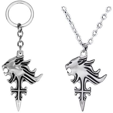 ESHINEDE Final Fantace Schlüsselanhänger Squall Griever Titus Symbol Leonhart Löwenkopf Anhänger Metall Schlüsselanhänger – 2 Stück, S1, One size
