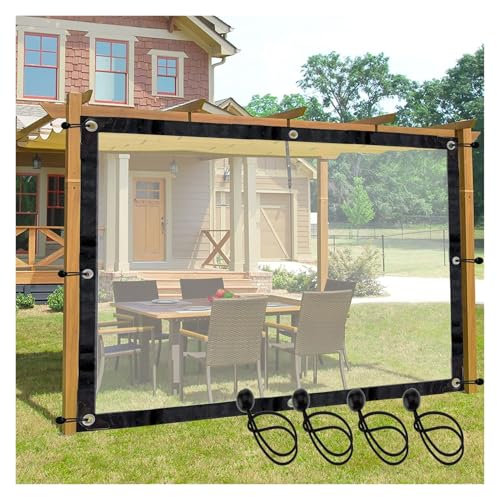 UHEKC Telo Protettivo da Giardino Telo Impermeabile Trasparente con Perforazioni, Pannelli Laterali for Pergola Trasparenti Mobili Antipolvere(2x4m)