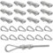 Rybtd Morsetto per Fune Metallica 24 Pezzi Morsetto Duplex M5 e Ditale M5,Morsetti Stendibiancheria Clip per Fune Metallico per Tenda Tenditore Stendibiancheria Fissa,Serracavo per 5 mm Cavo Metallico